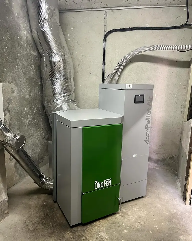 Chaudière à granulés et silo textile en Savoie, après les travaux